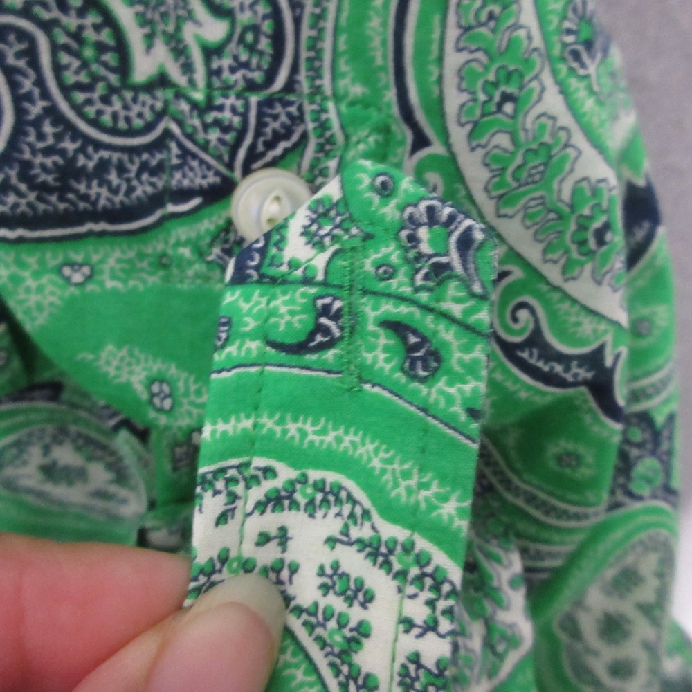 Lauren Ralph Lauren Top Plus 2X Green Paisley LRL Cotton Shirt‎ Old Money Tabbed - Picture 6 of 9